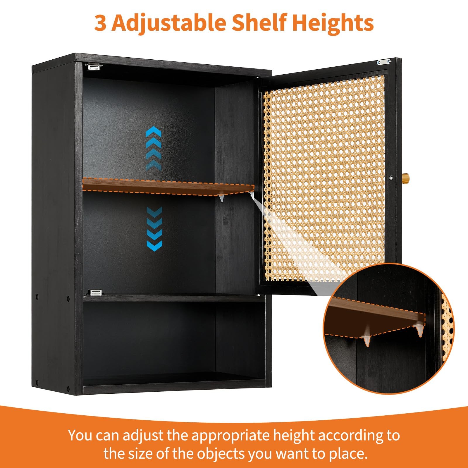 Garvee Rattan Door Bamboo Wall Storage Cabinet,Bathroom Medicine Cabinet,Kitchen