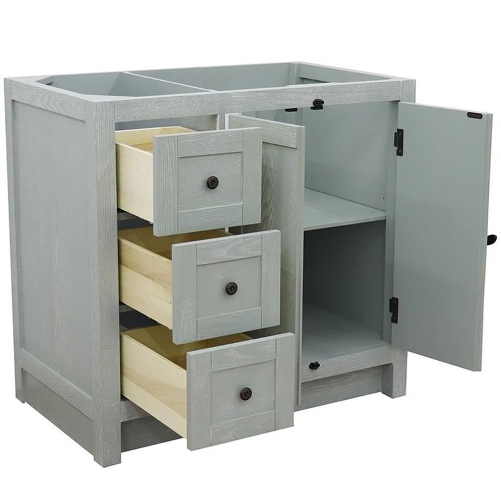 Plantation 36″ Single Solid Wood Vanity with Right Doors in Gray Ash