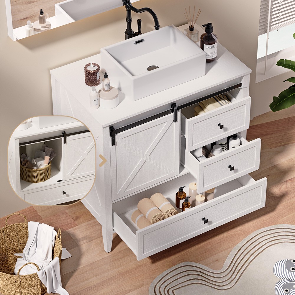 36” Bathroom Vanity with Sink Combo Bathroom Cabinet with 2 Doors and 1 Drawer