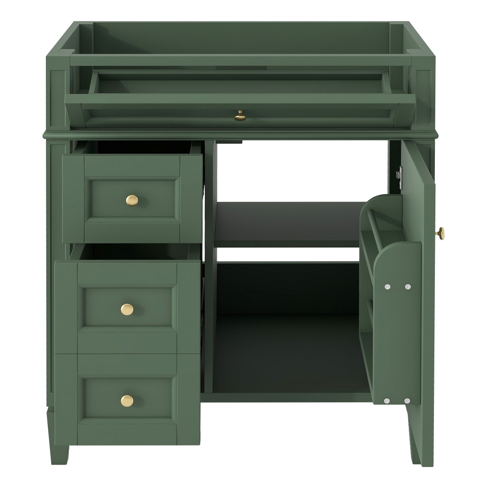 Vanity with no sink Two drawers One pull-out drawer