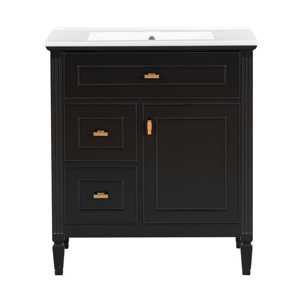 30″ Bathroom Vanity with Sink, Bathroom Vanity Cabinet with One Flip Drawer