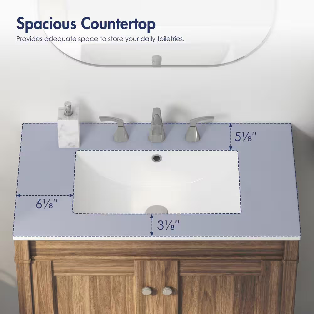 Tucson 30 In. W X 18 In. D Vitreous China Single Sink Vanity Top in White with 3