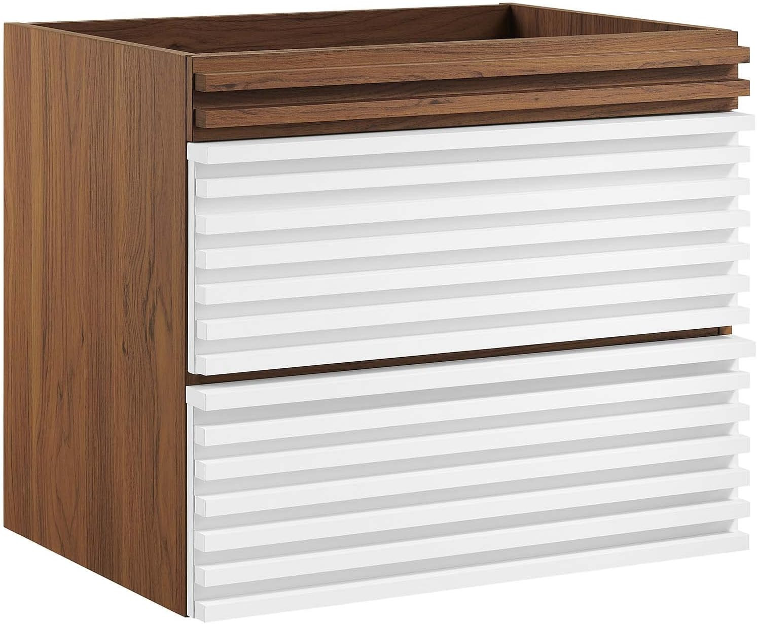 24″ White Walnut Wall-Mount Bathroom Vanity Cabinet – Sink Not Included