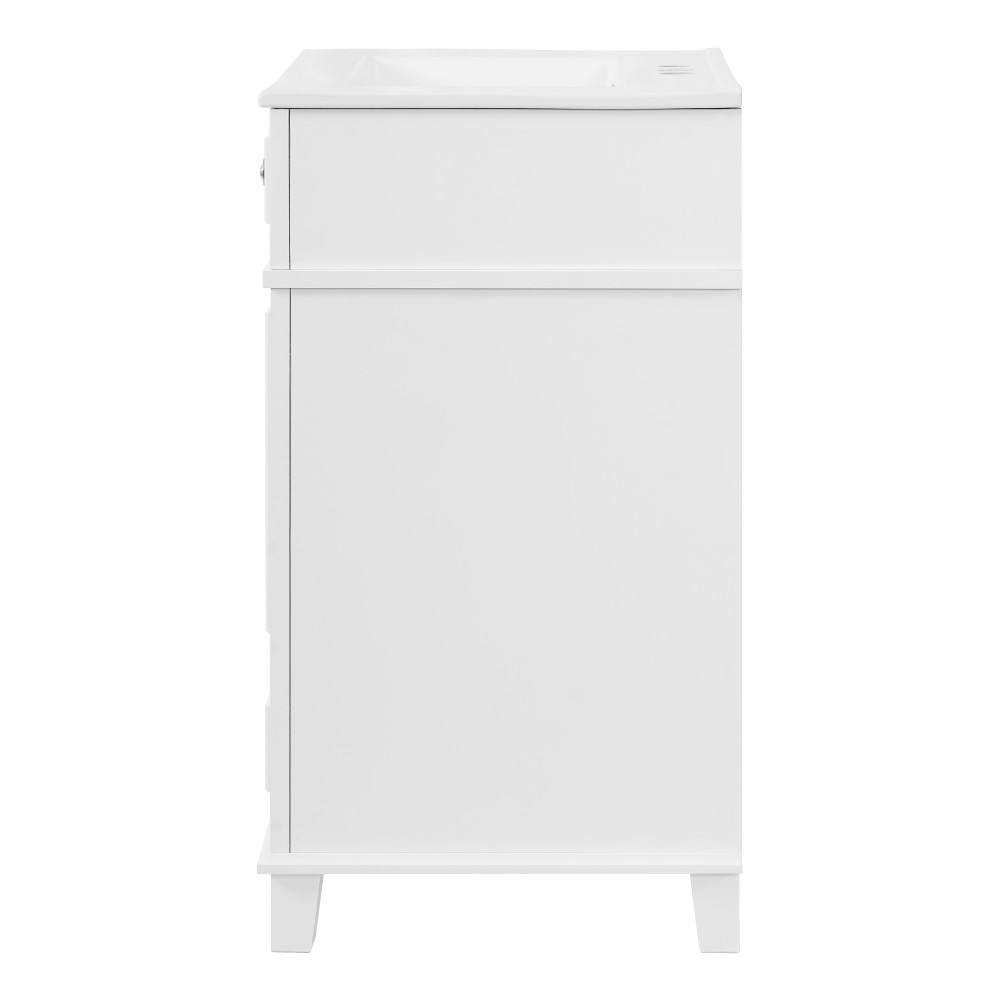 24″ Bathroom Vanity w/ Ceramic Sink, Solid Wood Frame, Soft Close Doors, White