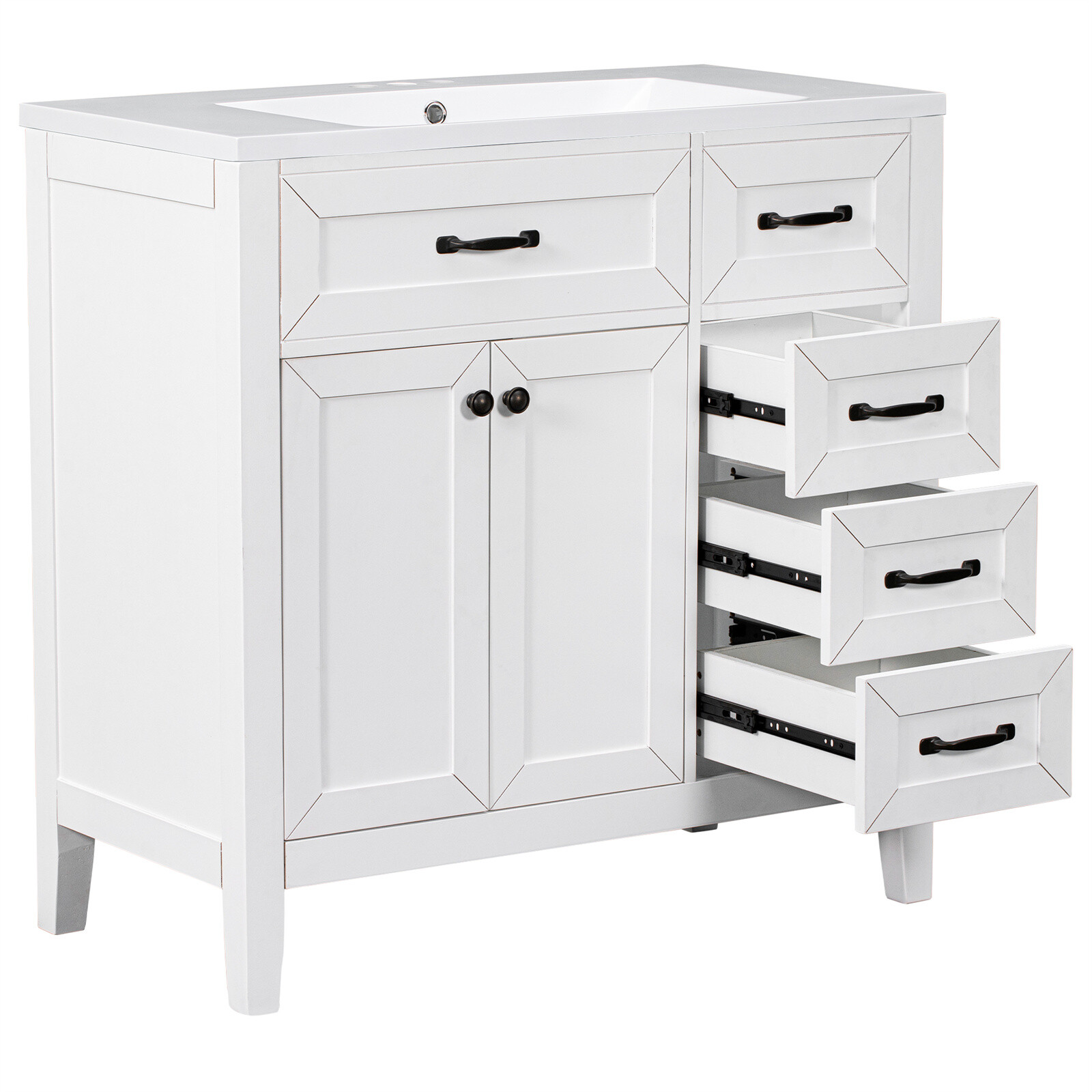 36″ Bathroom Vanity with Sink Combo Solid Wood Bathroom Cabinet Set with Drawers