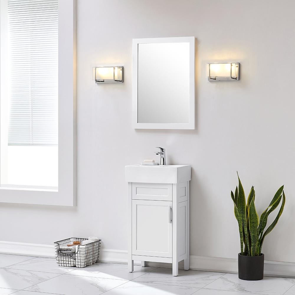 Bath Vanity 18 in. W x 12 in. D White Ceramic Vanity Top w/ Basin Door Drawer