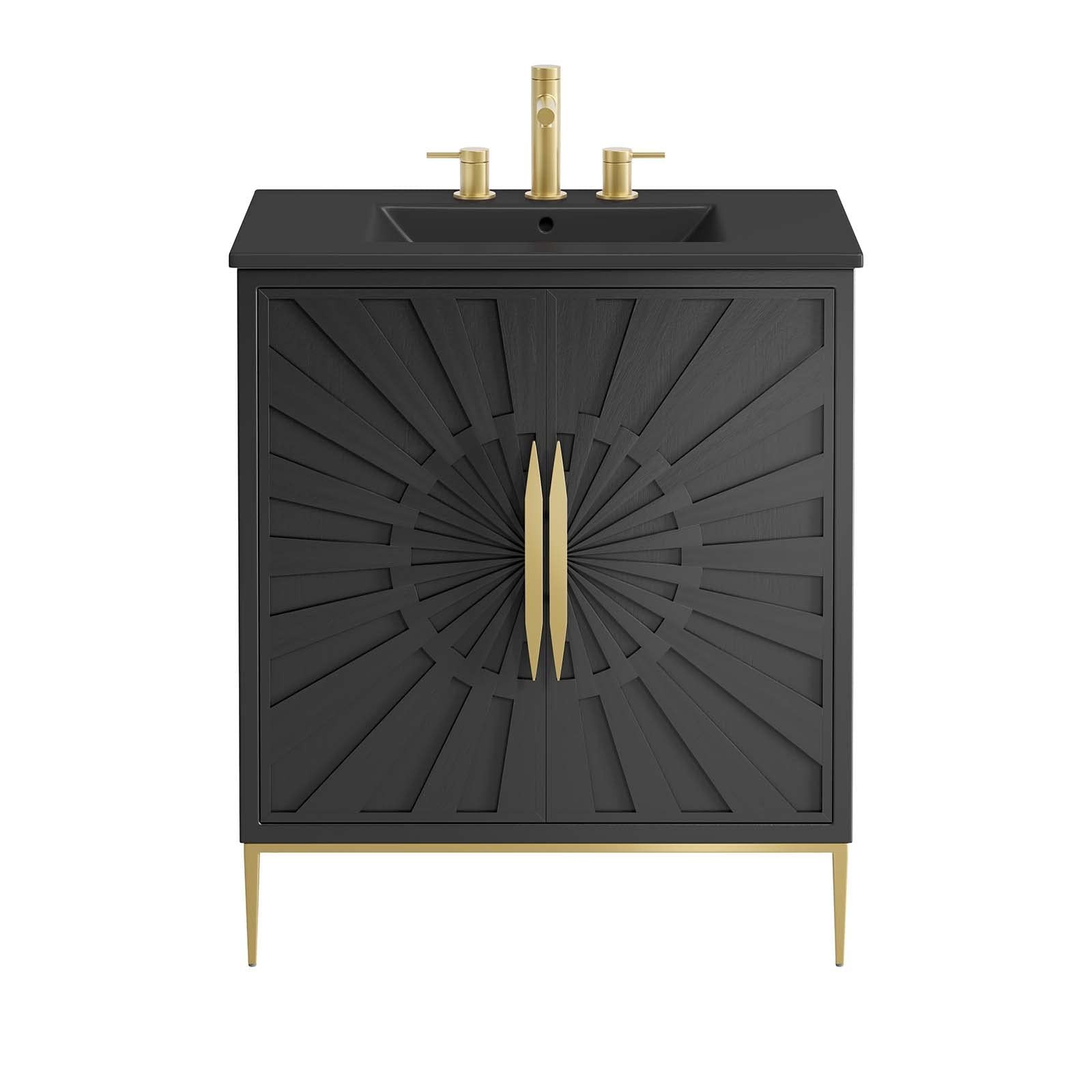 Modway Awaken 30″ Solid Wood and MDF Bathroom Vanity in Black