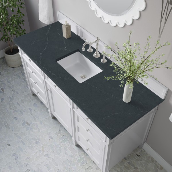 60″ James Martin Brittany 655-V60S-BW-3CSP Vanity Charcoal Soapstone Top
