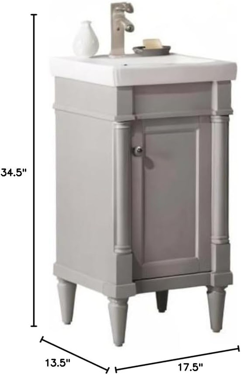 18-inch Gray Sink Vanity, Freestanding Bathroom Storage Cabinet