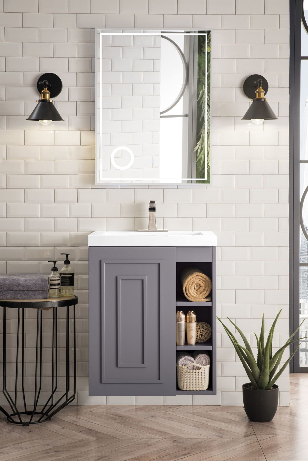 James Martin Vanities E110V24WG Alicante 24″ Wall Mounted Single – White