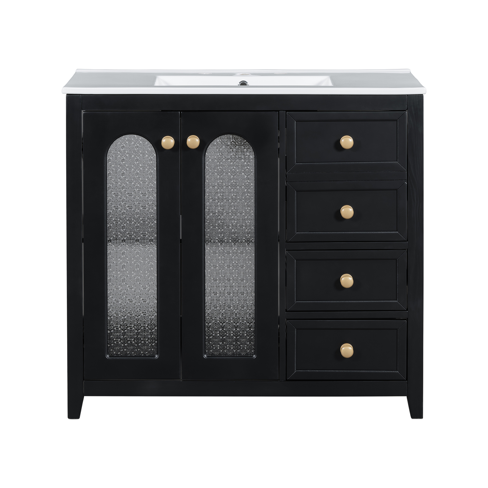 36” Bathroom Vanity w/Sink, Freestanding Bath Vanity Cabinet,3 Drawers, 2 Doors
