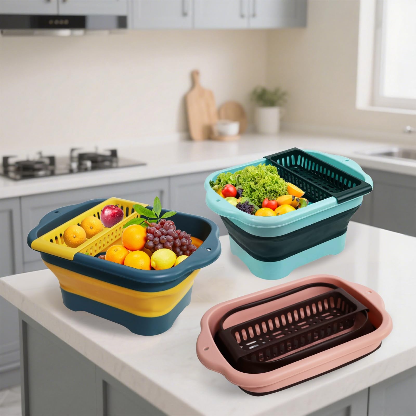 Zimso 2.77 Gallon 10.5L Collapsible Dish Basin Drain Plug Green Camping Dish