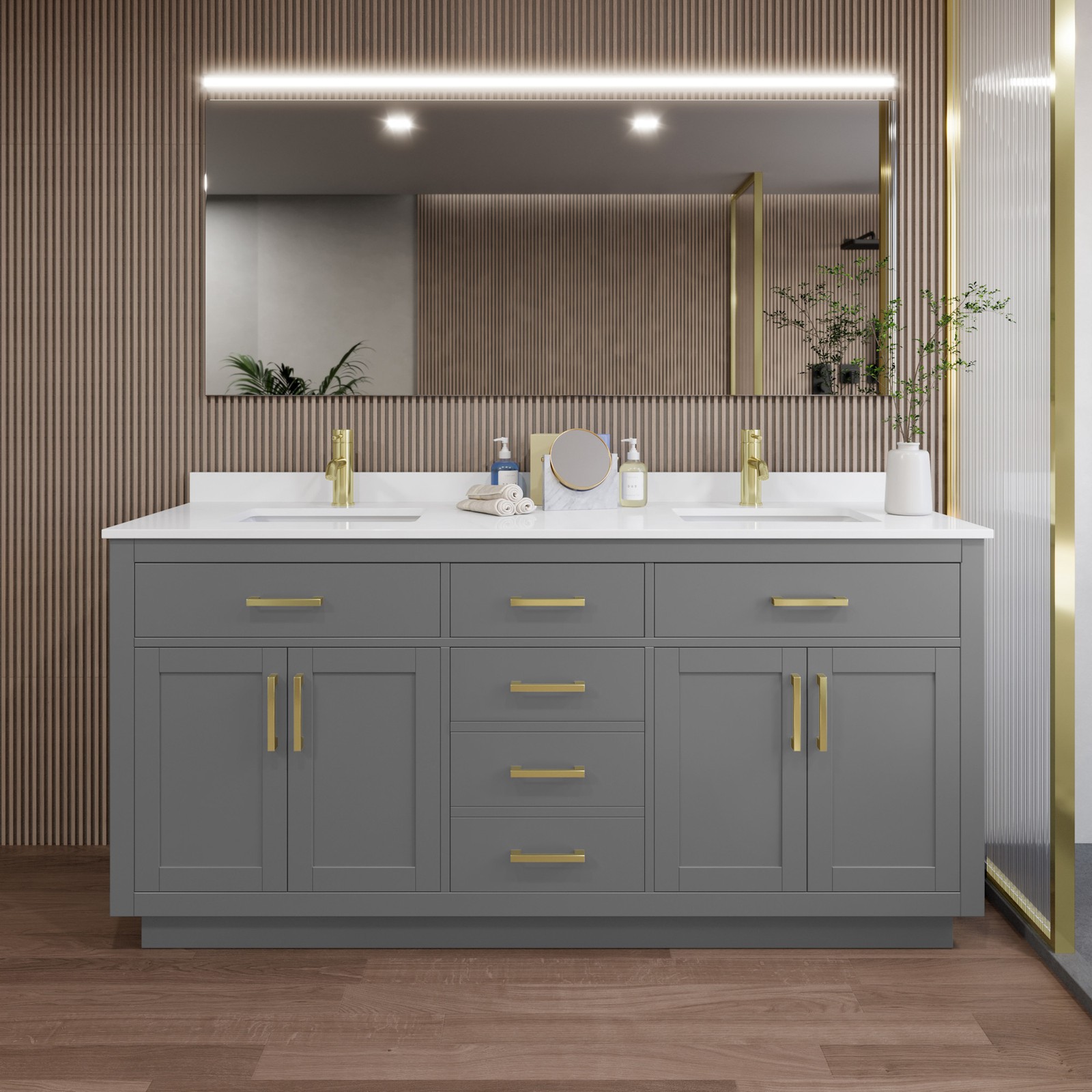 Wyndham Collection WCG262672D-QTZ-UNSMXX Beckett TK 72″ – Dark Gray / White