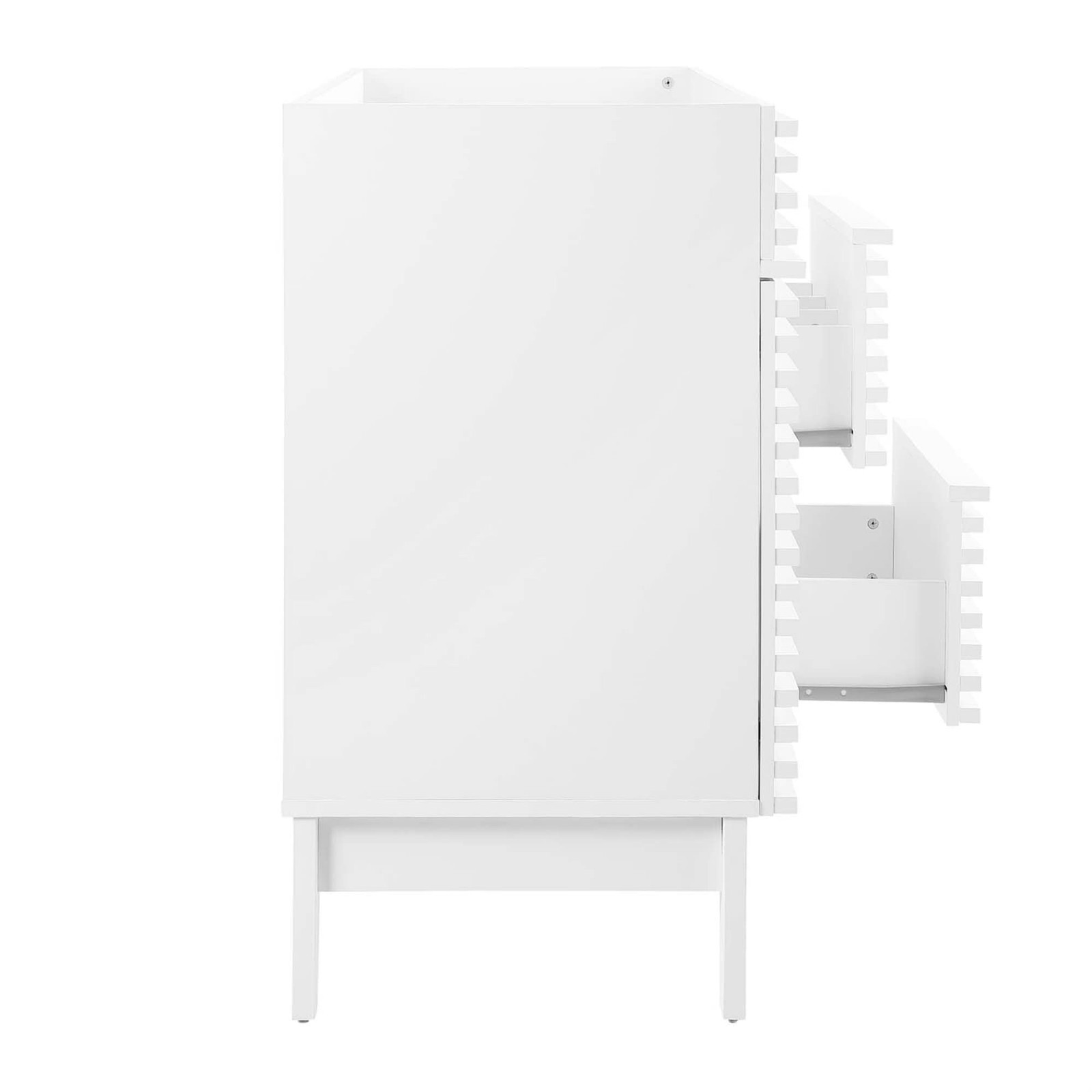 Pemberly Row 47″ Plastic and Wood Bathroom Vanity Cabinet in White
