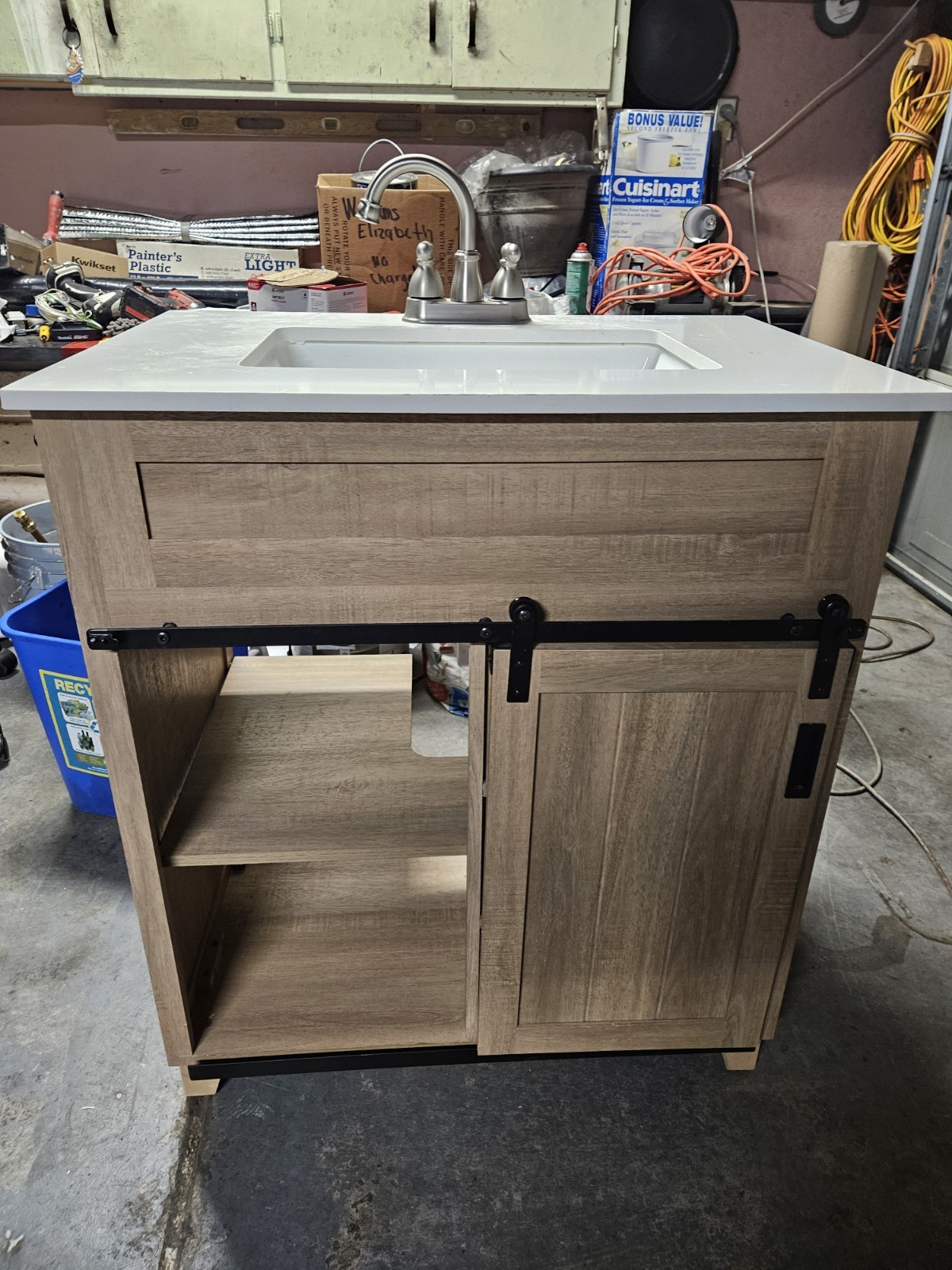 Modern Beige Single Sink Bathroom Vanity