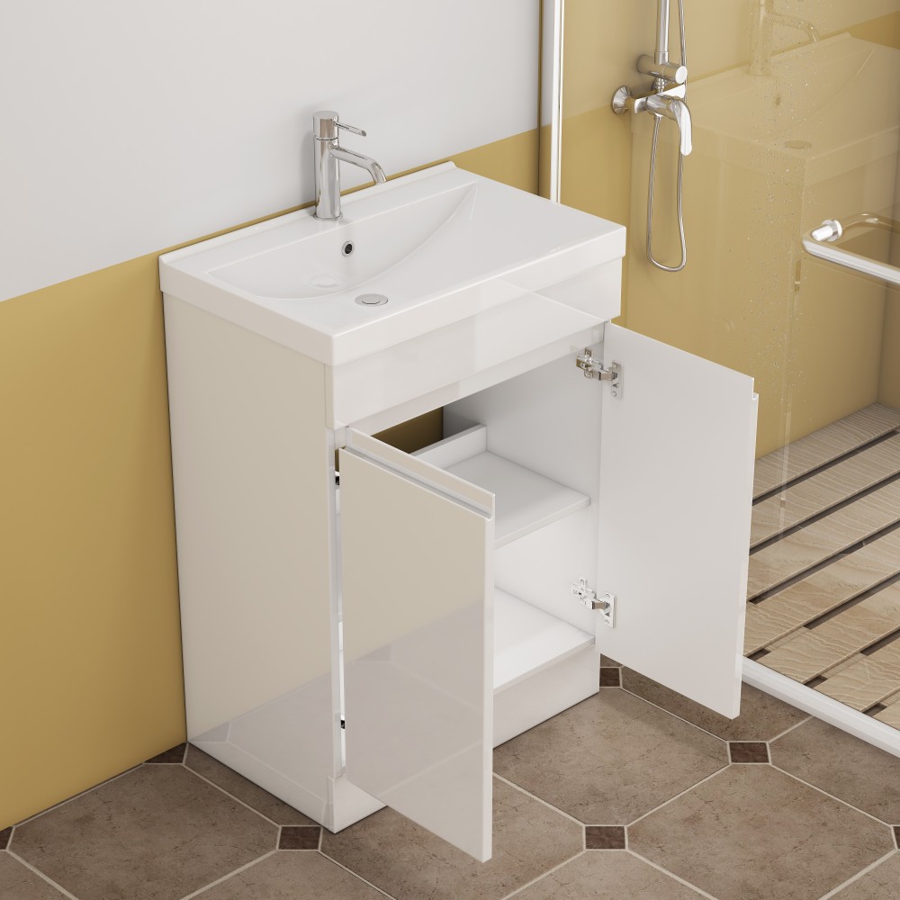 24-Inch Bathroom Vanity With Sink Combo , 2 Doors Bathroom Cabinet, With Shelf