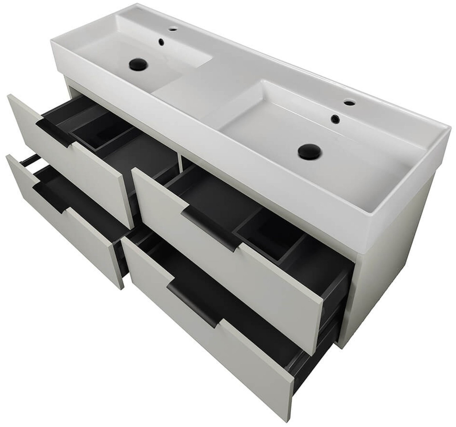 Nameeks Derin-5618-W-2 Derin 54″ Wall Mounted Double Basin Vanity – Black