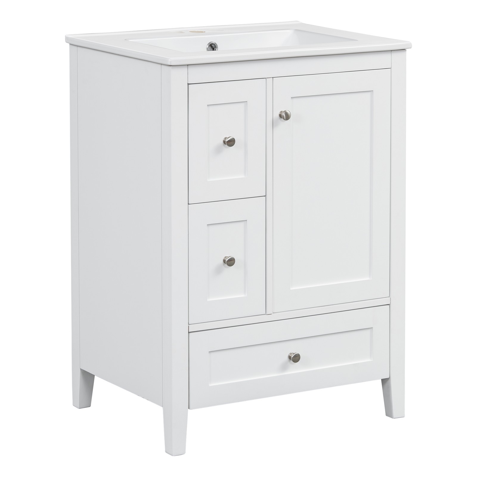 24″ Bathroom Vanity w/Storage, Adjustable Shelf Modern Bathroom Storage Cabinet