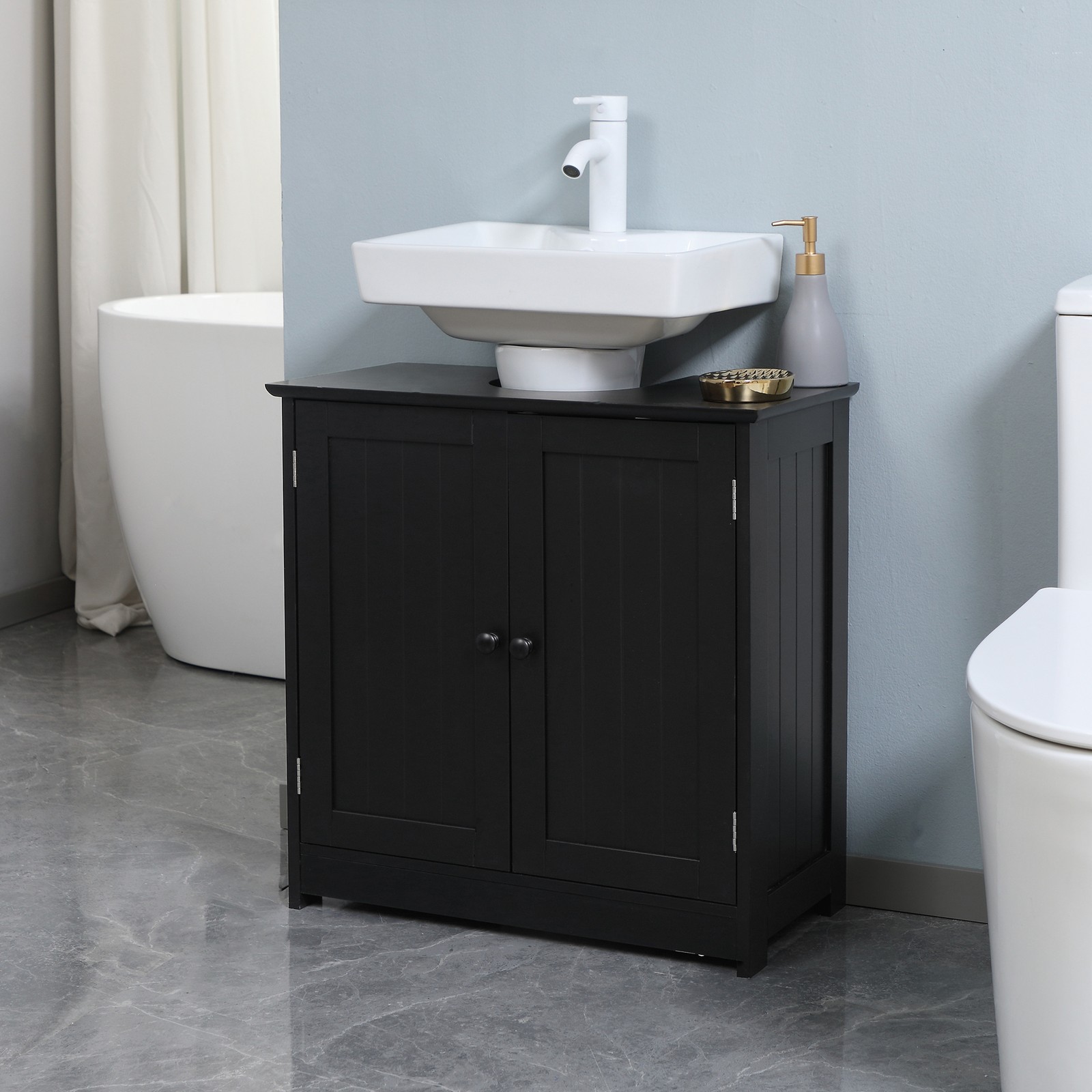 Under Sink Bathroom Cabinet with 2 Doors and Shelf