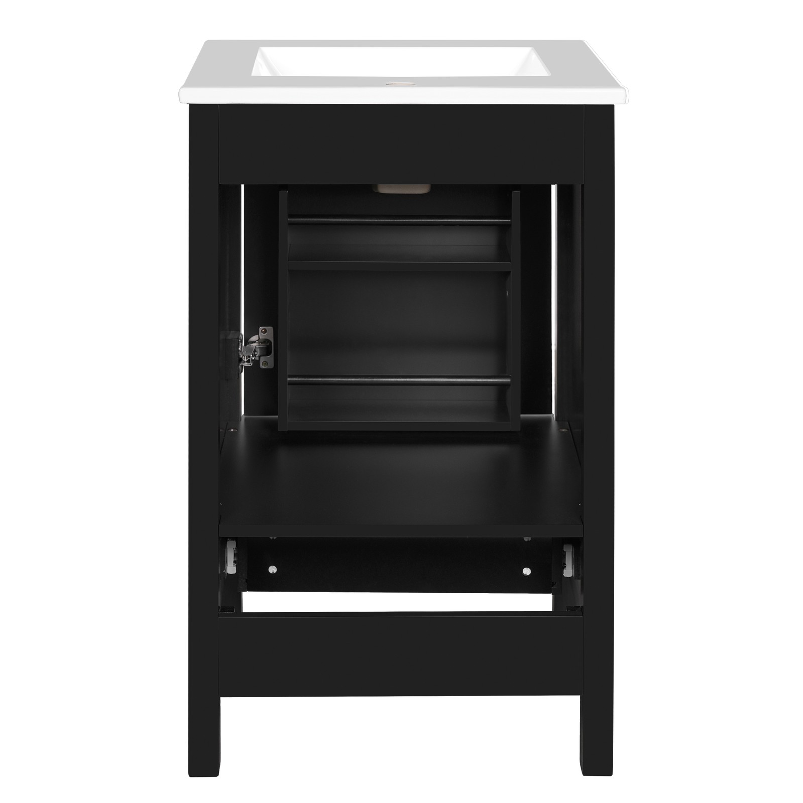 Modern Bathroom Vanity w/Ceramic Sink,Storage Cabinet w/Soft-Close Drawer & Door