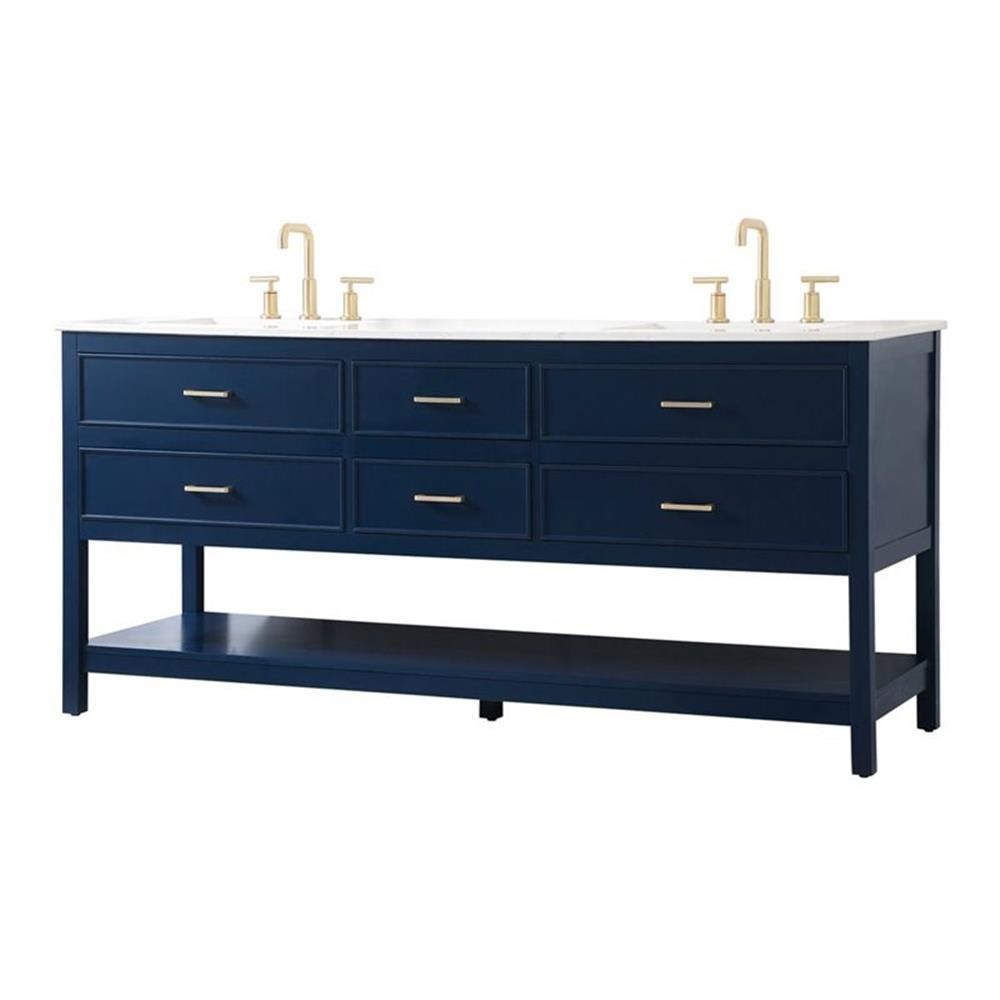 Elegant Decor Sinclaire 72″ Aluminum Alloy & MDF Double Bathroom Vanity in Blue
