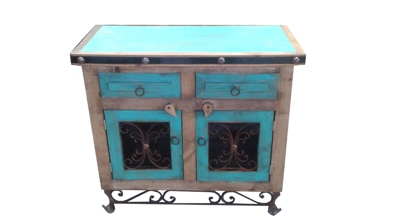 Rustic Red Wash Saint Andrew Metal Base Bathroom Vanity