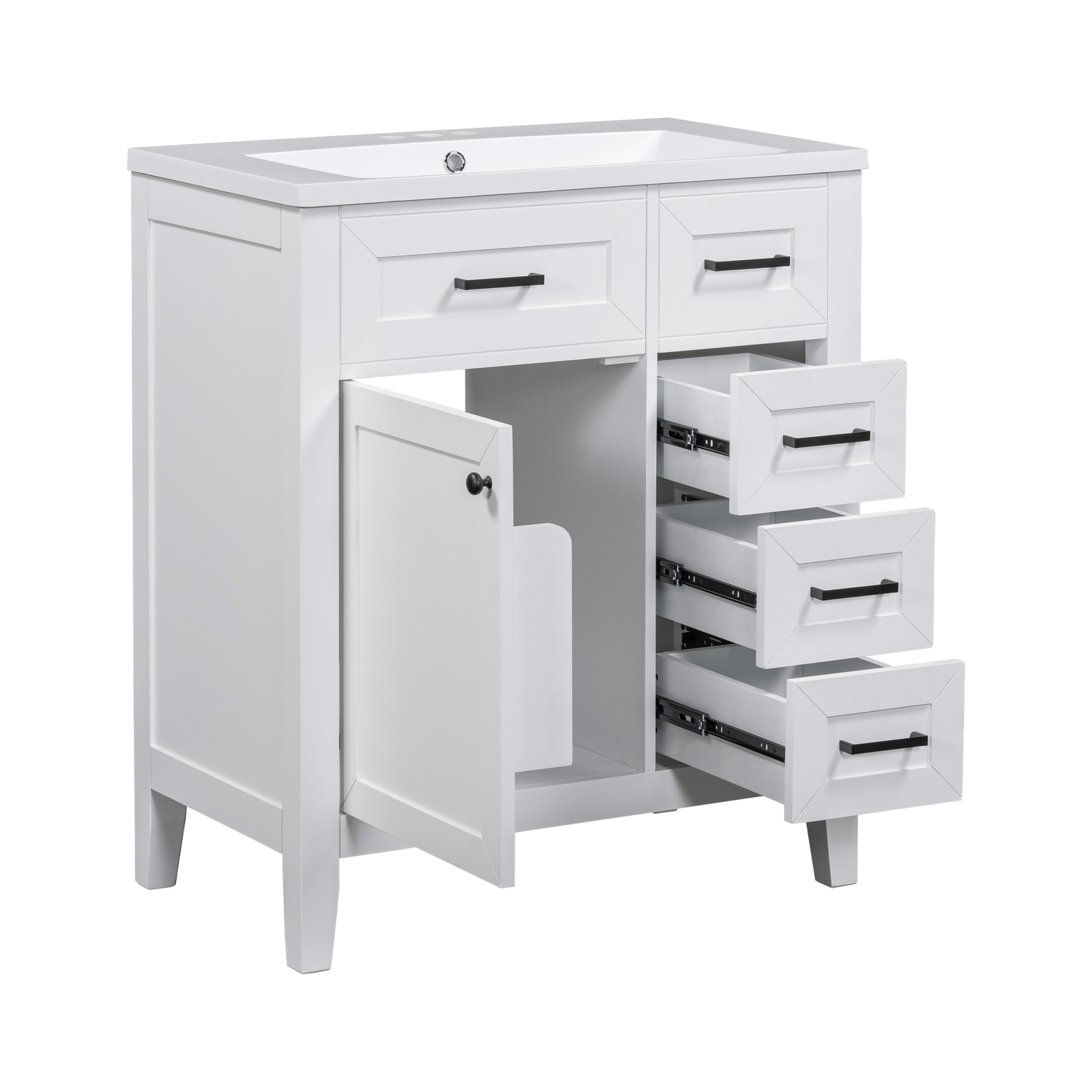 30″ Bathroom Vanity with Sink, Freestanding Vanity Storage Cabinet, 3 Drawers