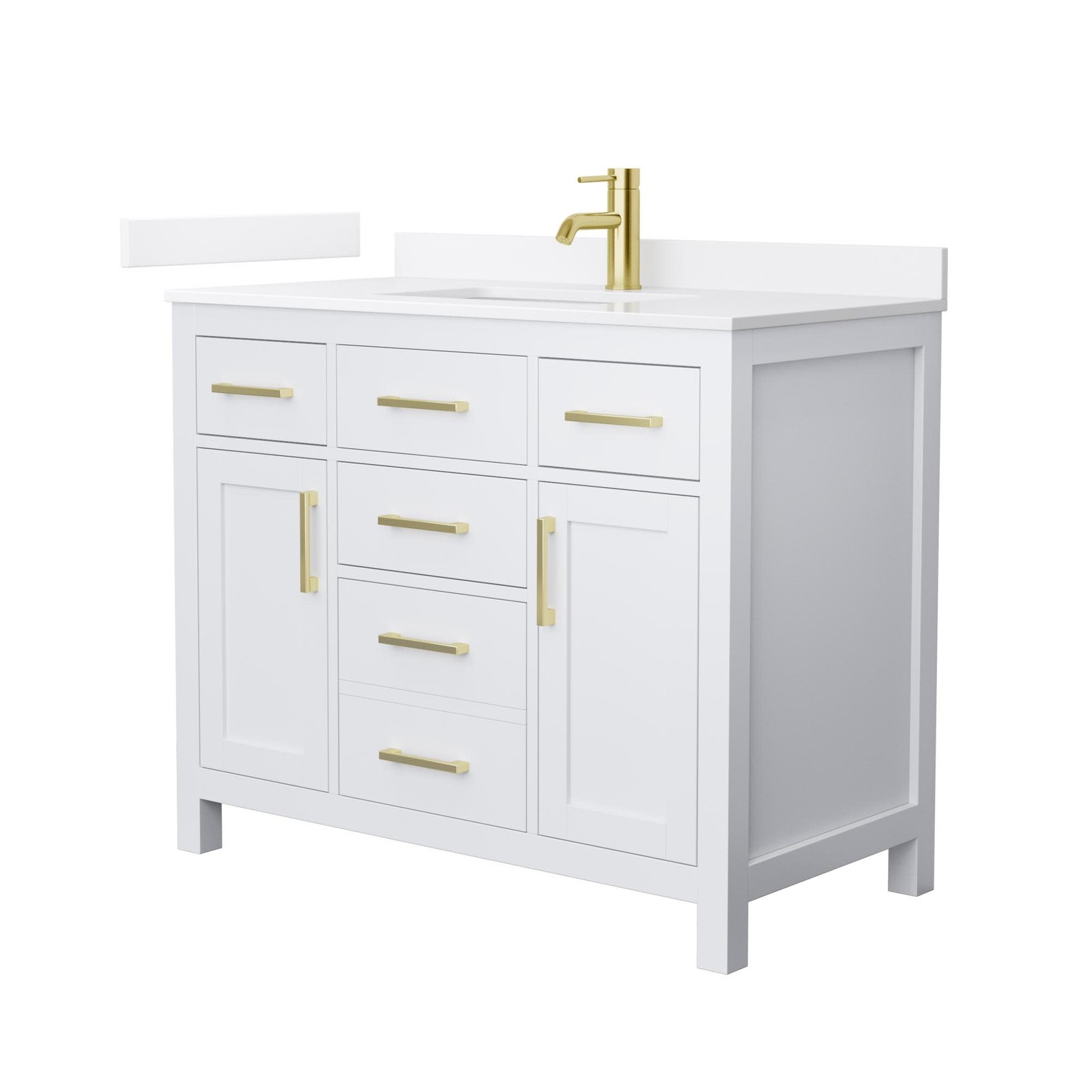 Wyndham Collection WCG2424-42S-QTZ-UNSMXX Beckett 42″ – White / White Quartz Top