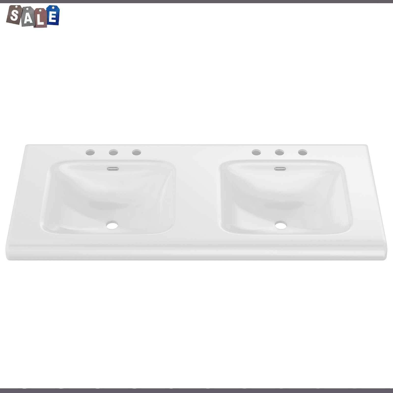White Bathroom Vanity Double Sink Freestanding Cabinet with Storage Drawers