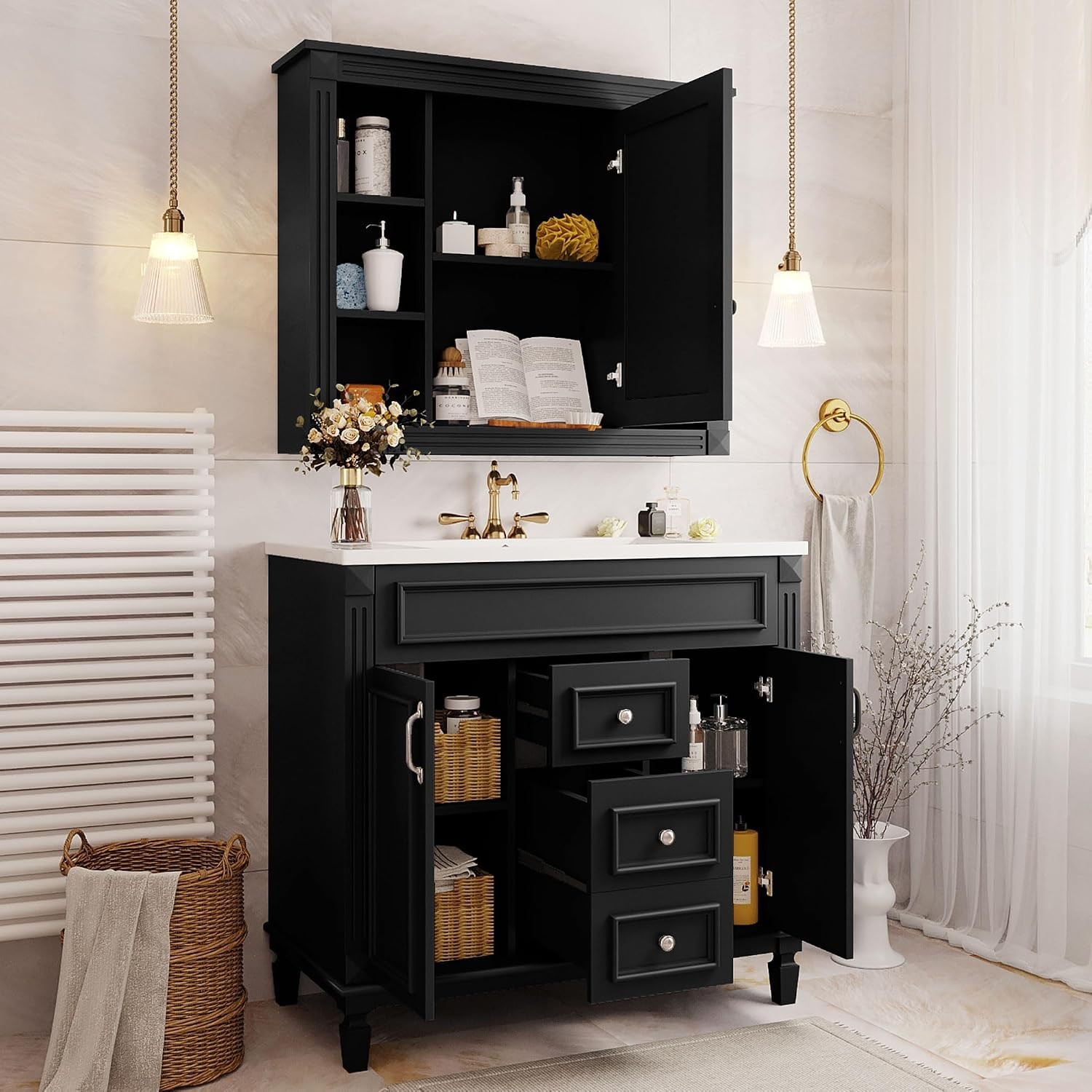 36″ Bathroom Vanity W/ Sink 36 inch Bathroom Vanity Storage Cabinet W/ Matching