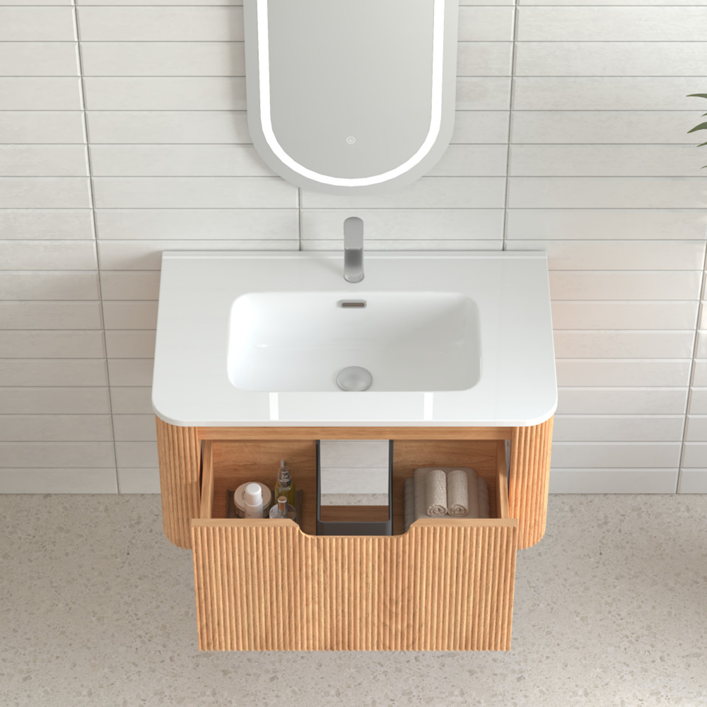 24″ 30″ Floating Vanity Cabinet with Sink, Wall Mounted Bathroom Vanity, Drawer