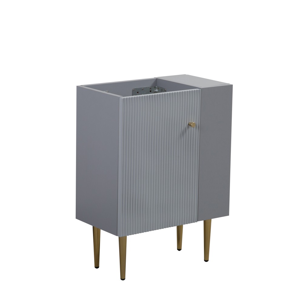 21.6″ Bathroom Vanity Base, Soft-Close Doors, Gray, Solid Wood, Open Shelf