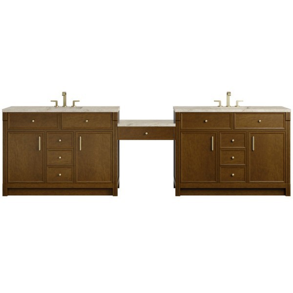 120″ James Martin Bellshire 660-VMC120-HNO-3TJR Dual Vanity Cabinet Tajnar Top