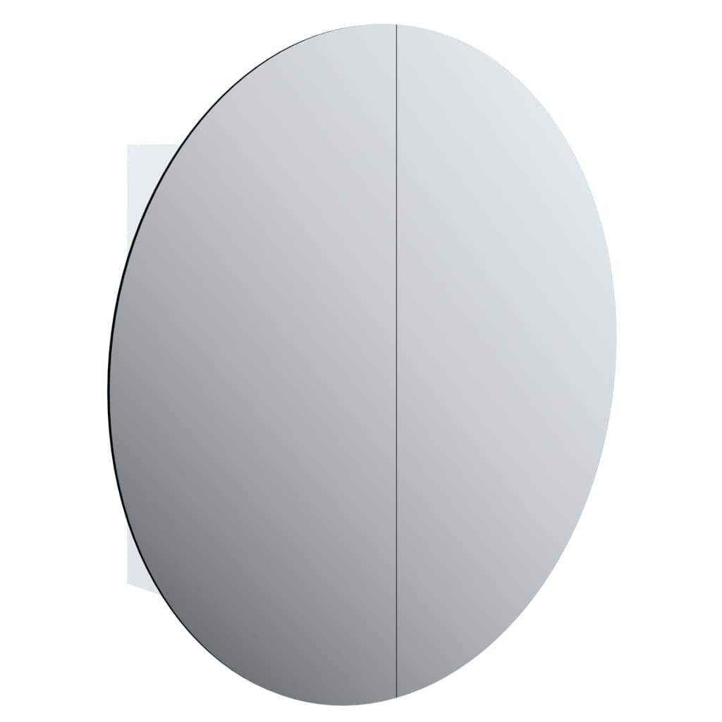 Bathroom Cabinet with Round Mirror&LED White 21.3″x21.3″x6.9″