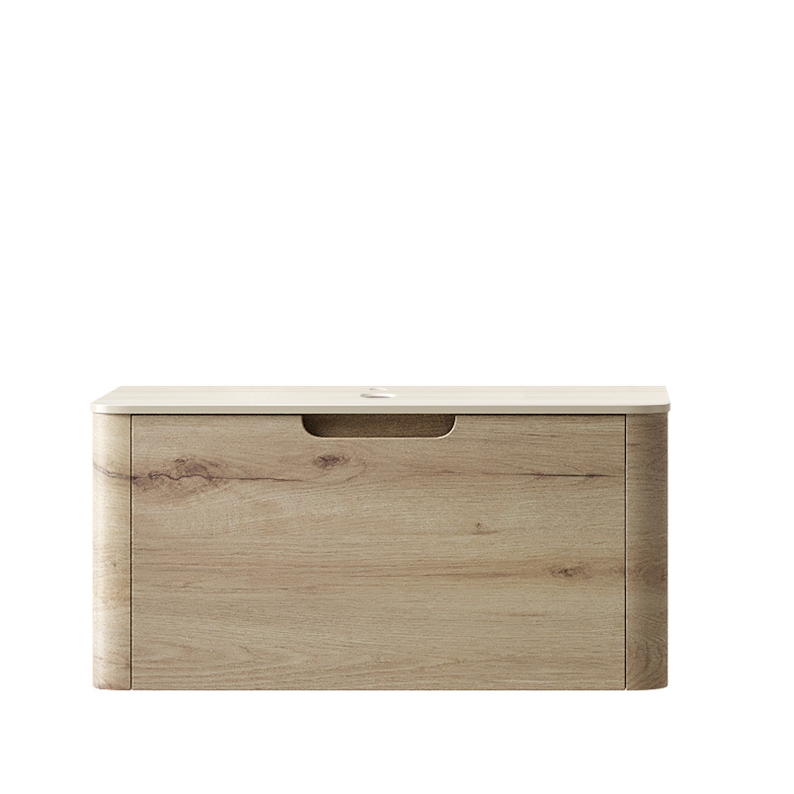 36” XAI Roma Travertine-Pattern Sintered Stone Top and 7070 White Oak Woodgra