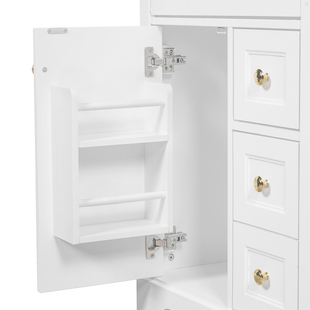 24 in White Bathroom Vanity with Sink MDF & Pinewood Construction 3 Drawers