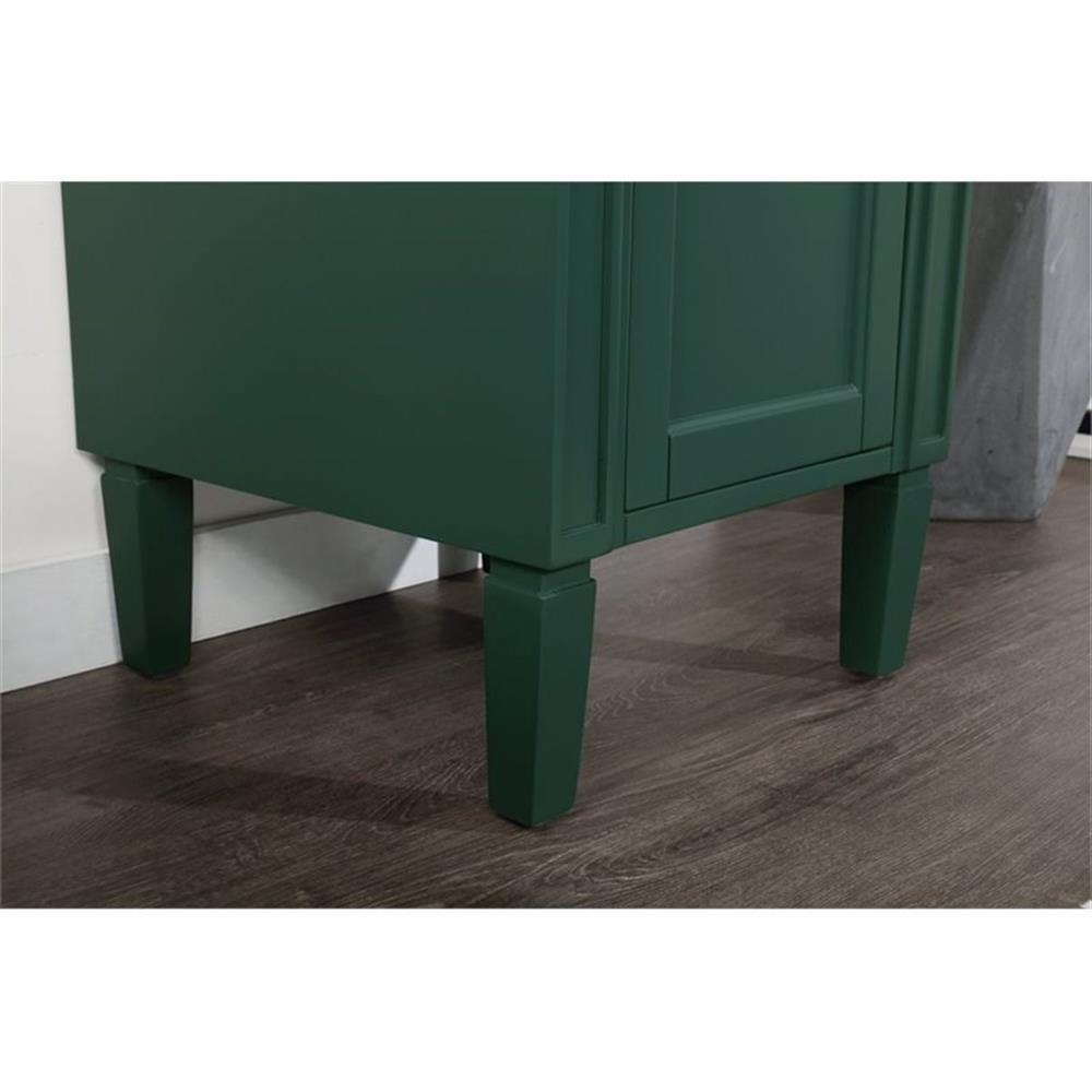 Elegant Decor Park Avenue 18″ Metal MDF Marble Single Bathroom Vanity in Green