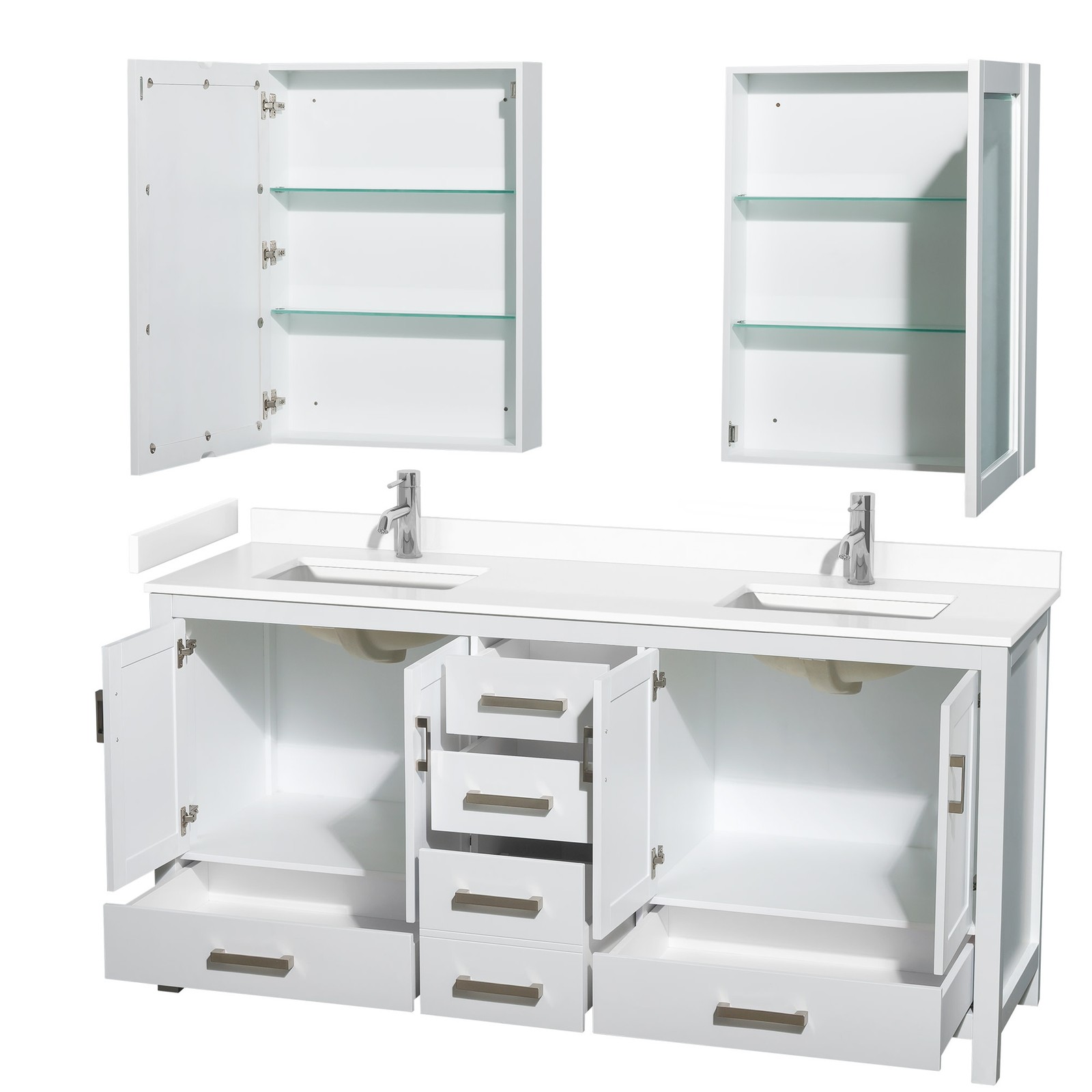 Wyndham Collection WCS141472D-VCA-MED Sheffield 72″ – White / Carrara Cultured