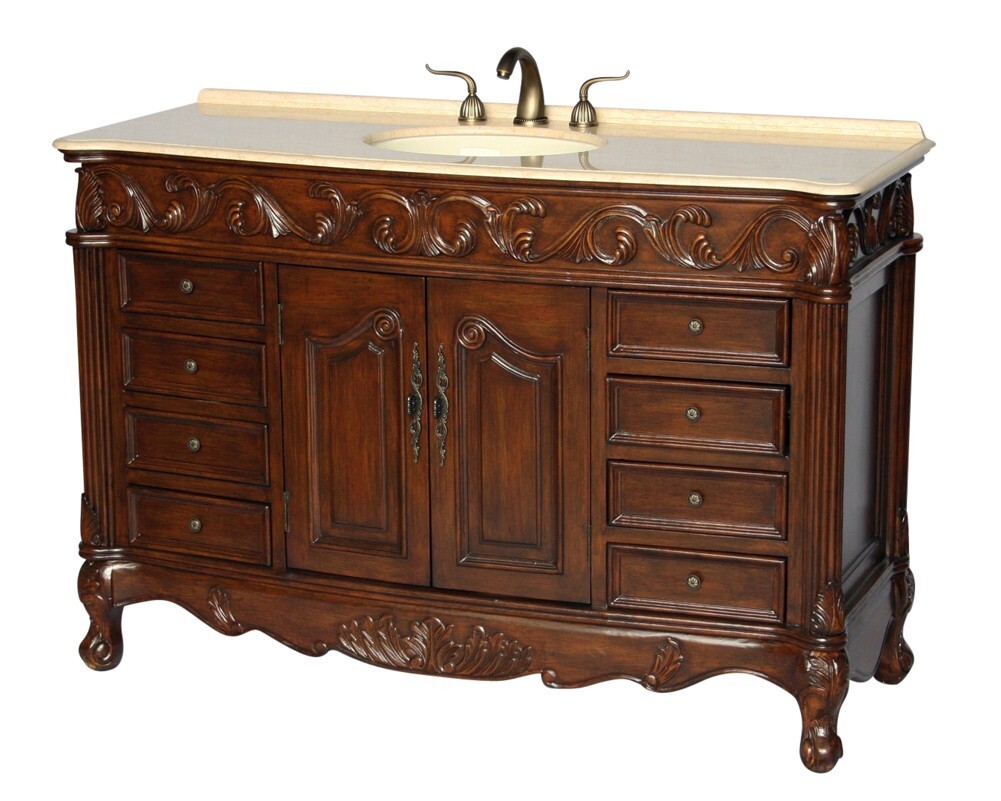 60-Inch Antique Style Single Sink Bathroom Vanity Model 3169L-BE