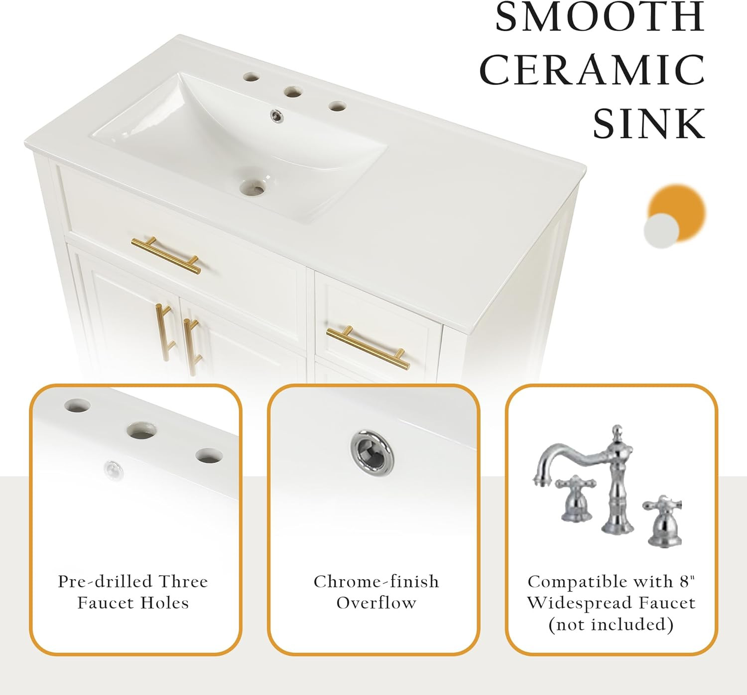 36″ Bathroom Vanity with Sink Combo,Bathroom Vanity Cabinet with Two Soft-Closin