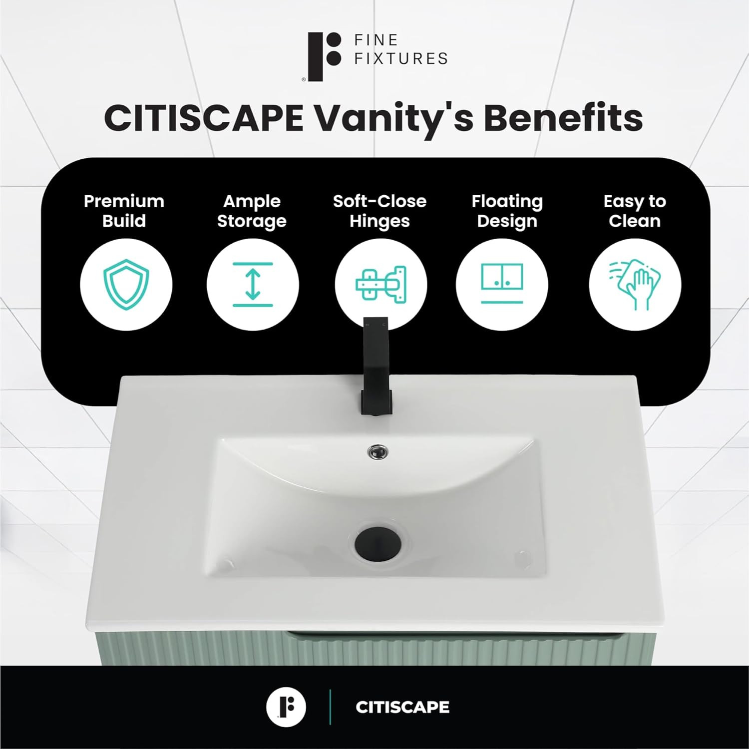 Elegant Mint Green 30″ Bathroom Vanity with Sink – Modern Design
