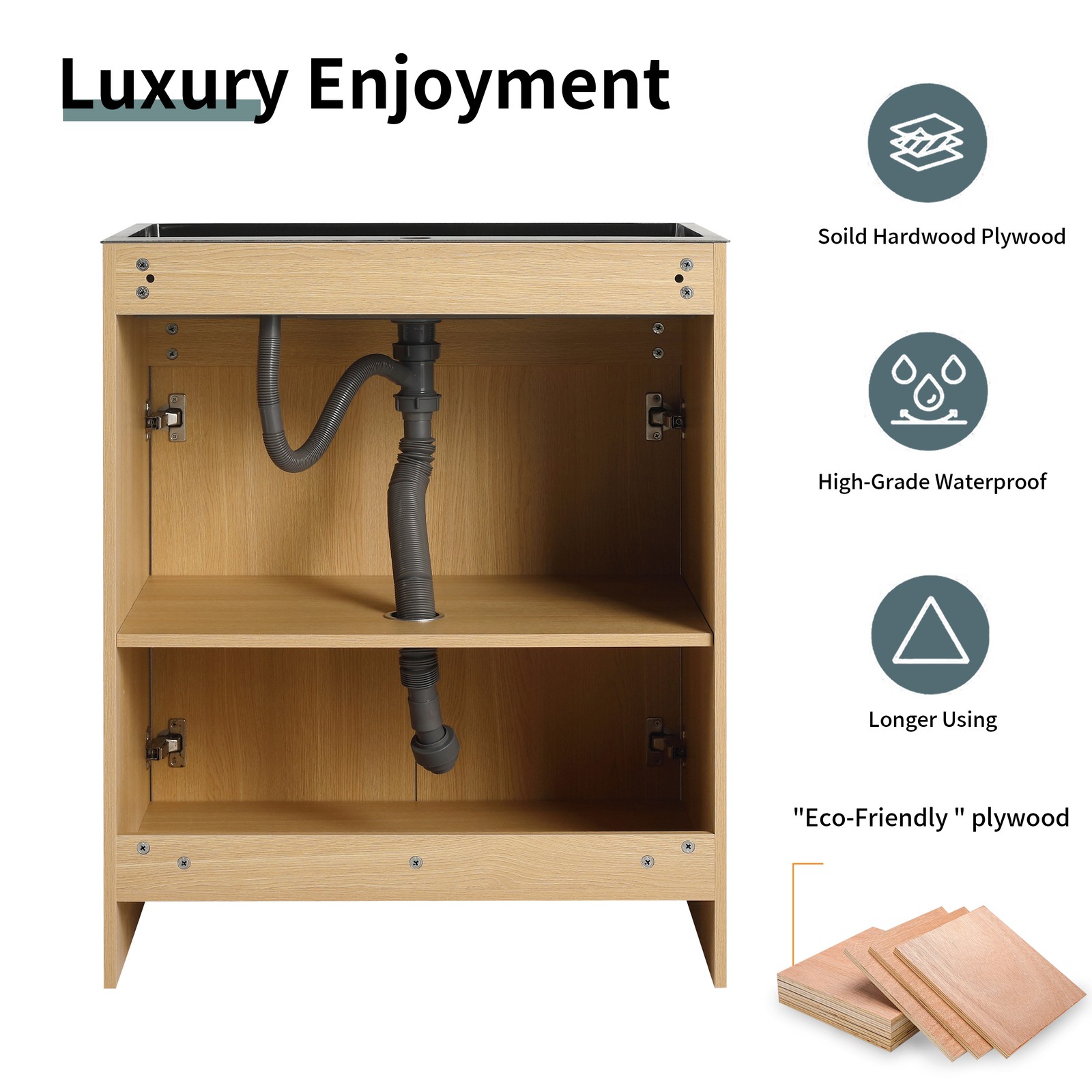 28″ Freestanding Bathroom Vanity/Laundry Utility Cabinet Stainless Steel Sink