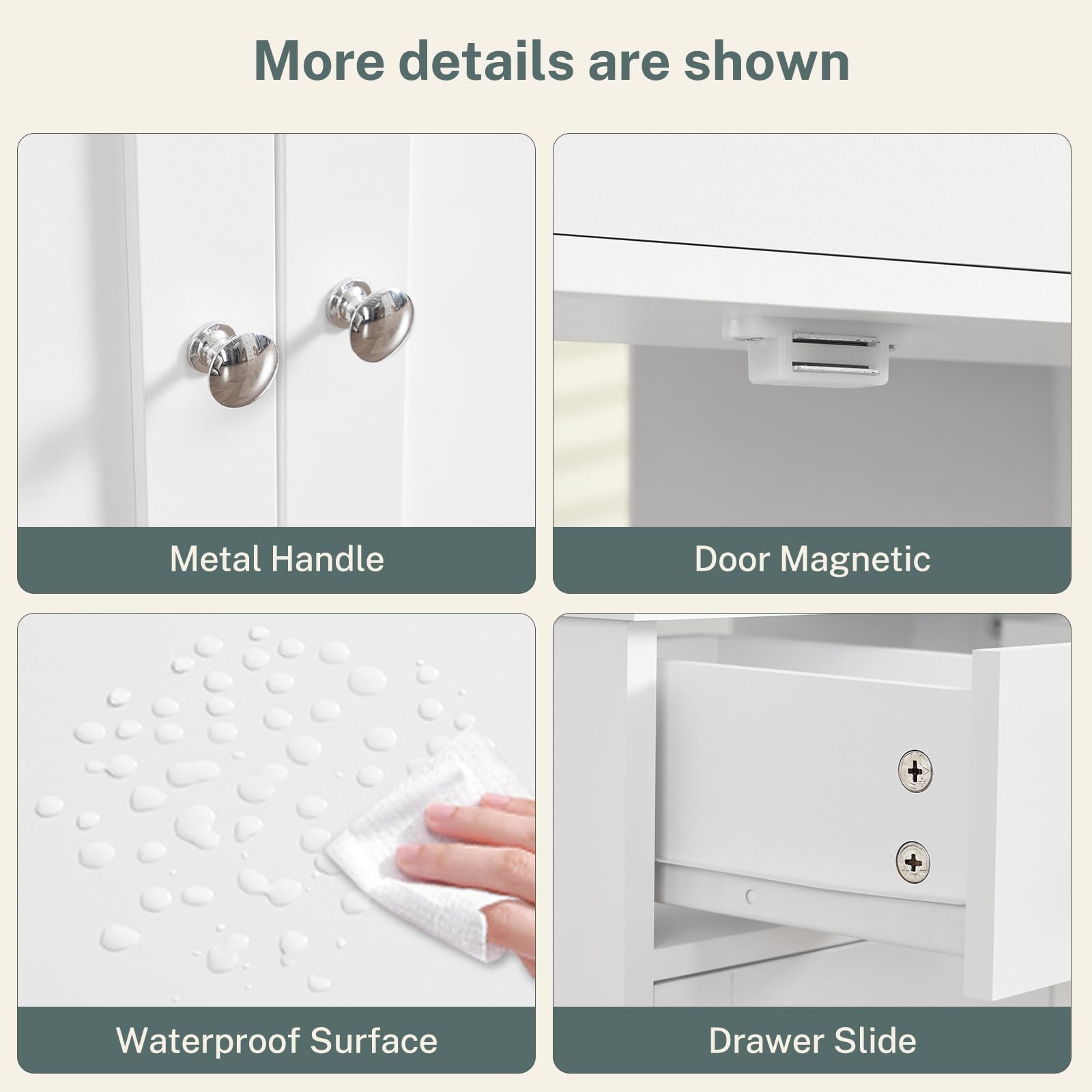 Pedestal Sink Storage Cabinet with 2 Doors and Drawer, Bathroom Sink Cabinet,…
