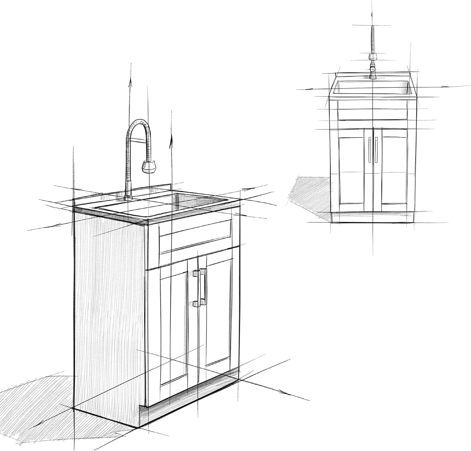 Hennessy All-In-One 24 Inch Wide Utility Sink and Laundry Cabinet in Pure White