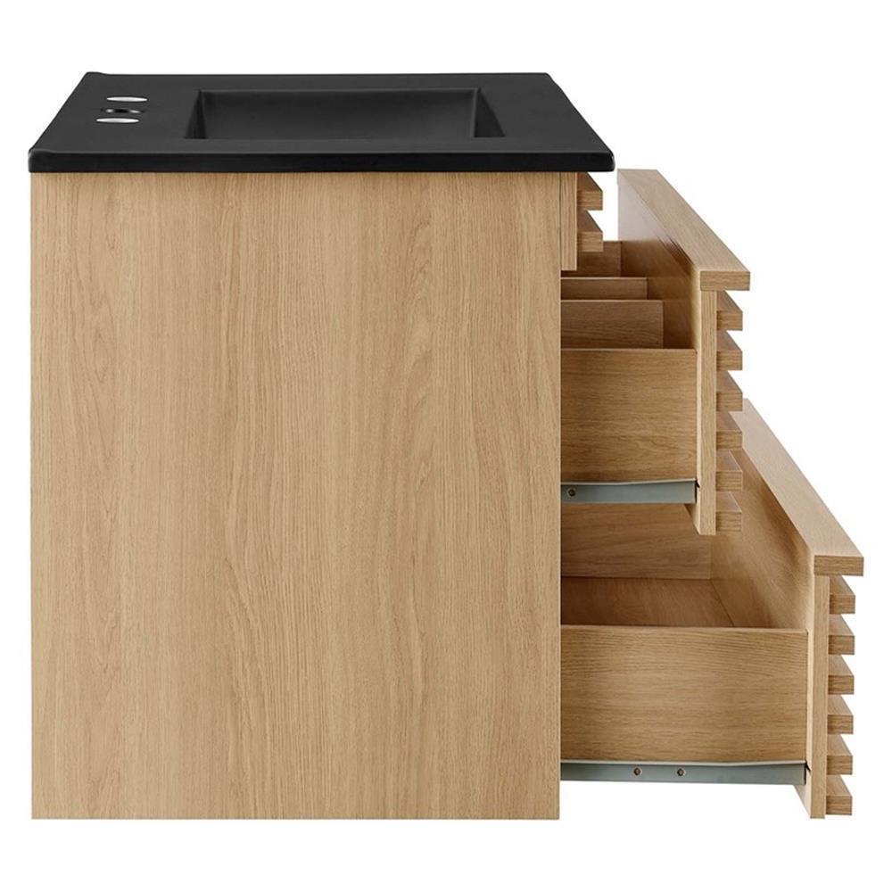 Modway Render 30″ MDF Wood Wall-Mount Bathroom Vanity in Oak/Black