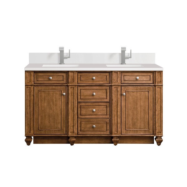 60in James Martin Bristol 157-V60D-SBR-1WZ White Zeus Silestone Double Vanity