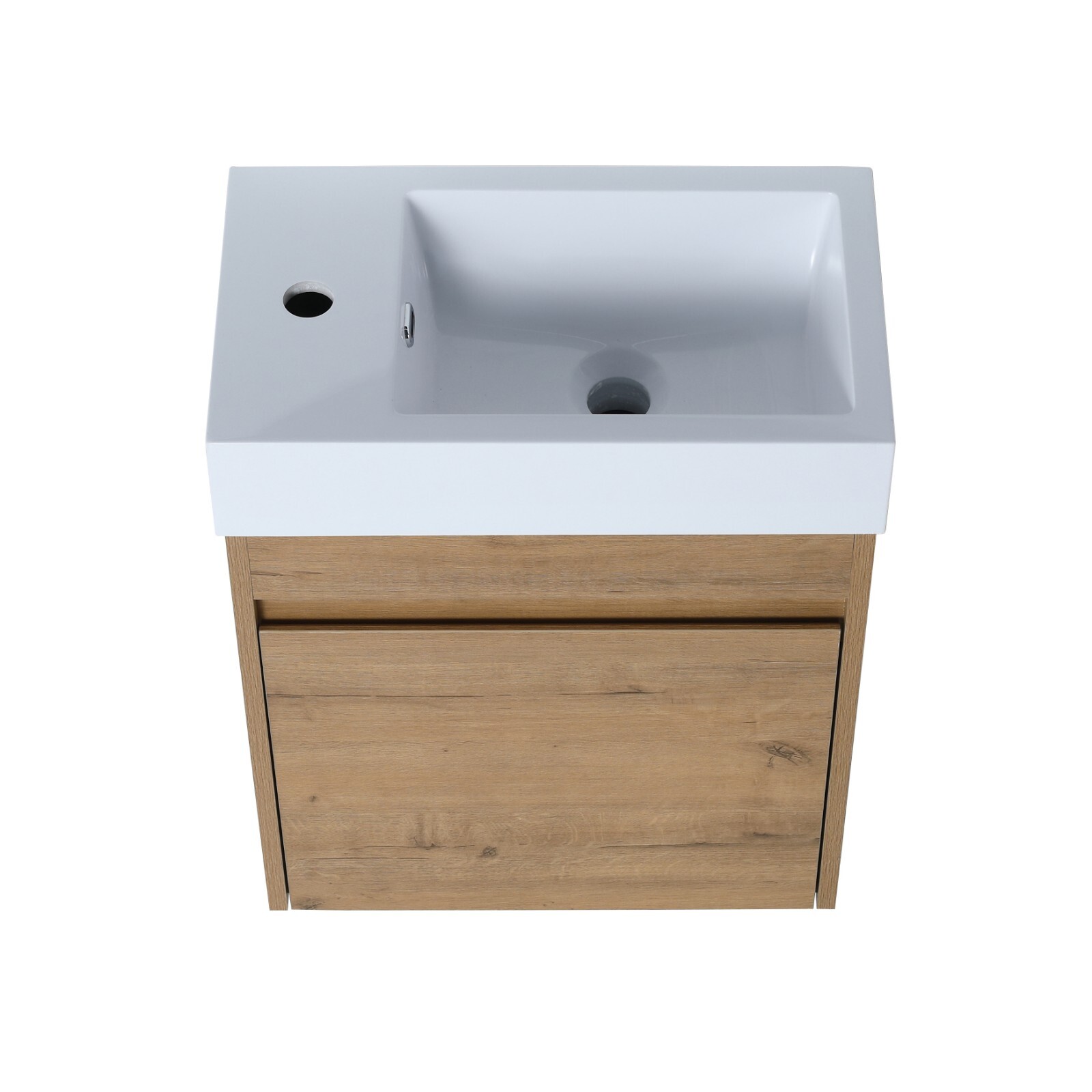 18” Floating Wall-Mounted Bathroom Vanity with White Resin Sink & Soft-Close