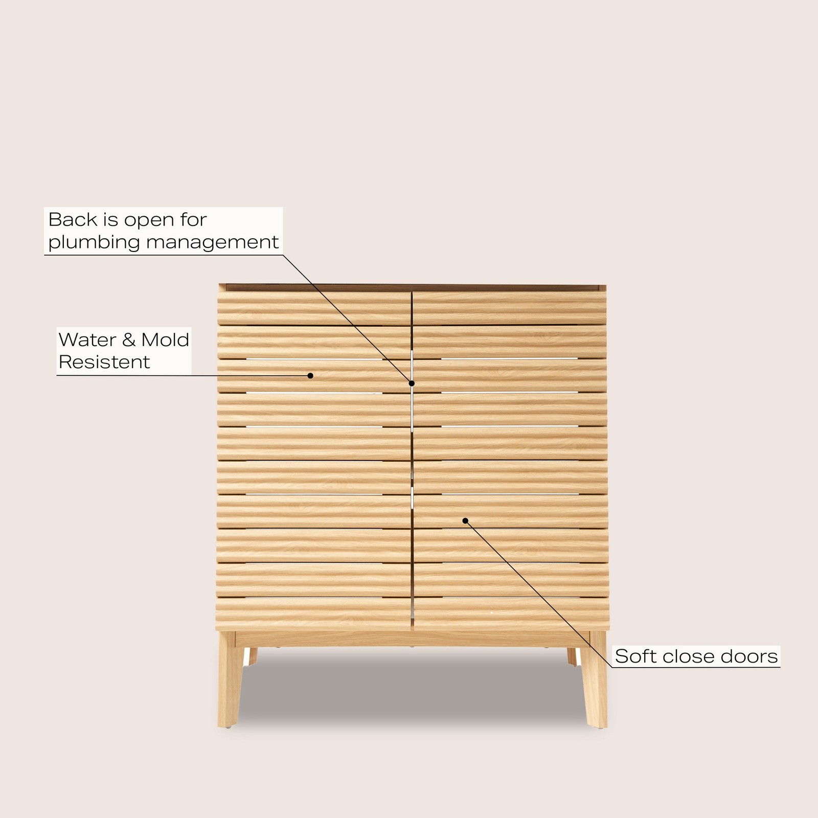 Calandre 30 in. W x 18 in. D x 33 in. H Thin Linear Slat Modern Farmhouse 2-Shel