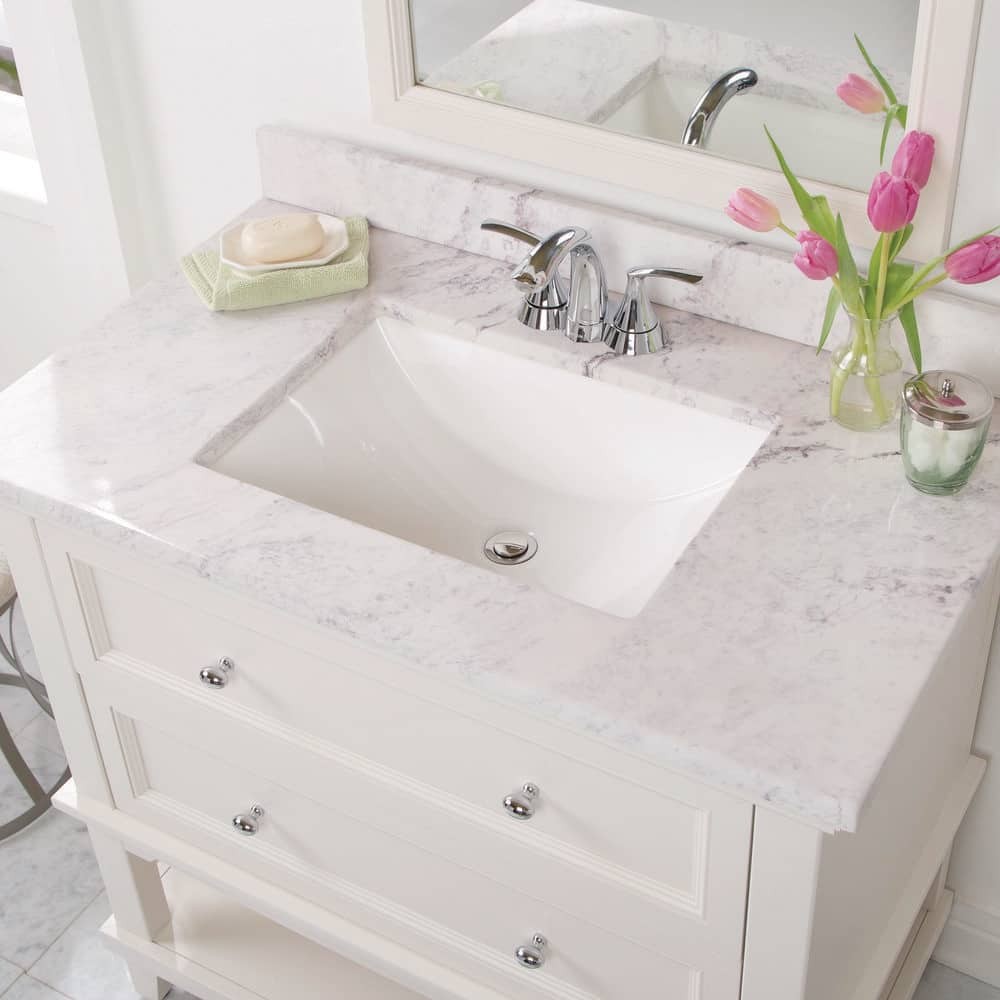 Home Decorators Collection 31 in. W Cultured Marble Vanity Backsplash in Lunar