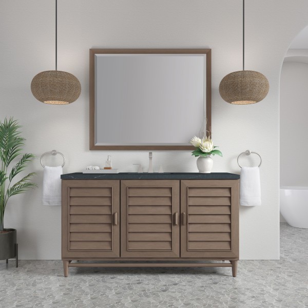 60″ James Martin Portland 620-V60S-WW-3CSP Vanity Cabinet Charcoal Soapstone Top